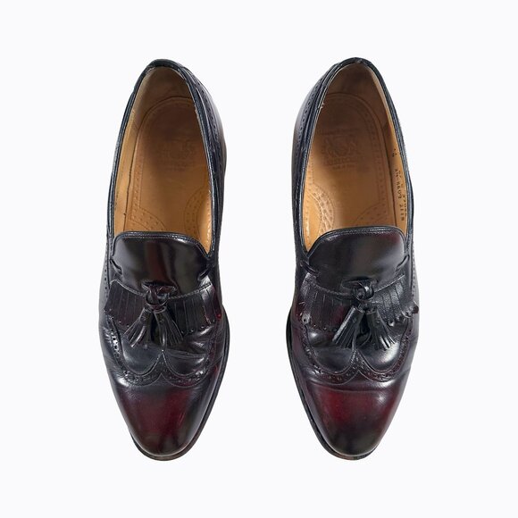 Vintage Johnston & Murphy Aristocraft Leather Loafer 11 Oxblood Tassel Wingtip - Picture 2 of 9